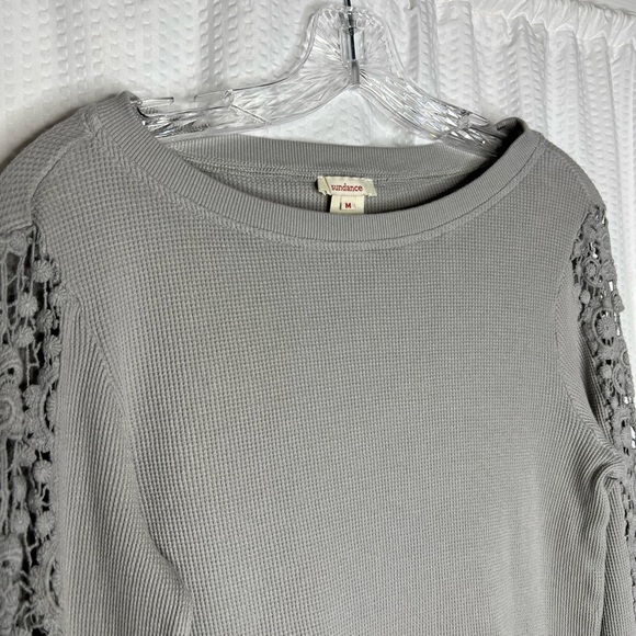 Sundance Gray LS Thermal Lace Sleeve Top Size Medium - Picture 3 of 5